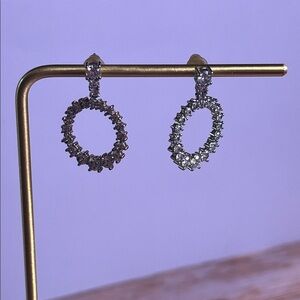 Cubic Zirconia 925 JCM Circle Drop Earrings in Silver